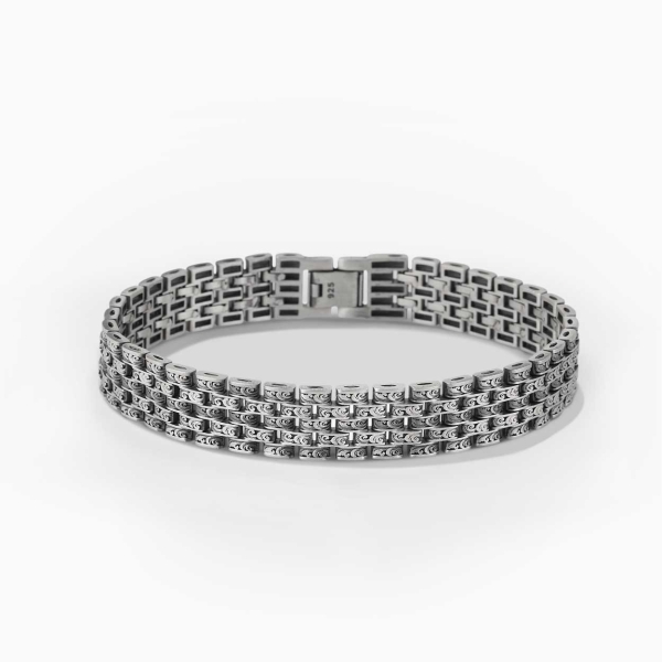 Engraved Silver Rolex Style Bracelet