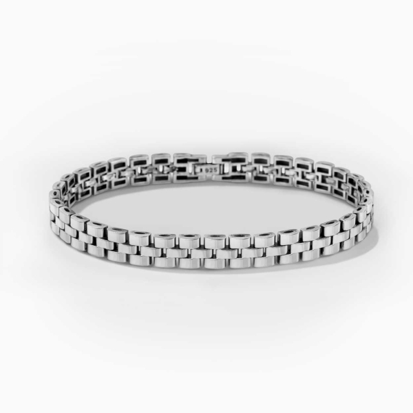 Classic Shiny 3 Row Silver Rolex Style Bracelet