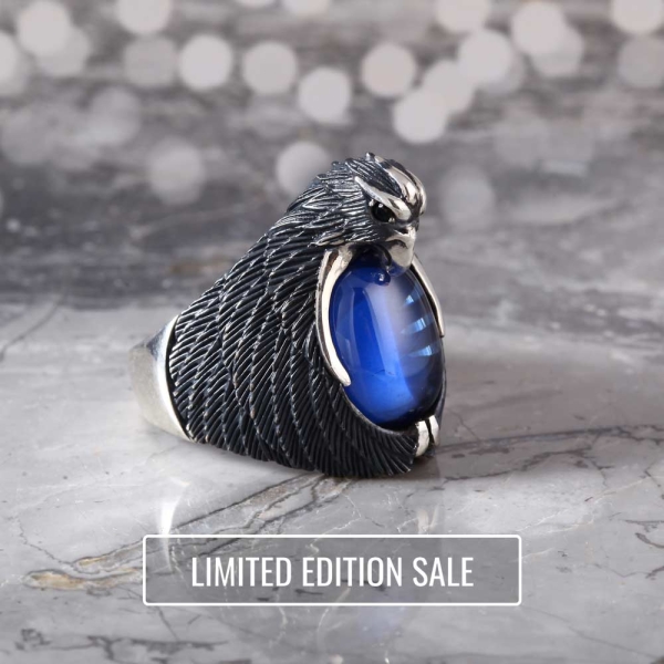 Blue Tiger Eye Raptor Opal Ring