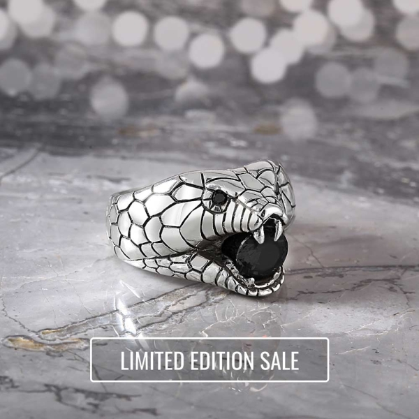 Black CZ Serpent Ring