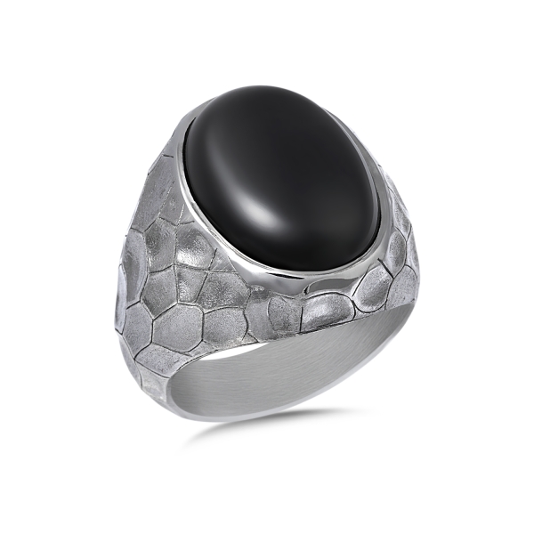 Silver Exclusive Ring With Onyx Stone