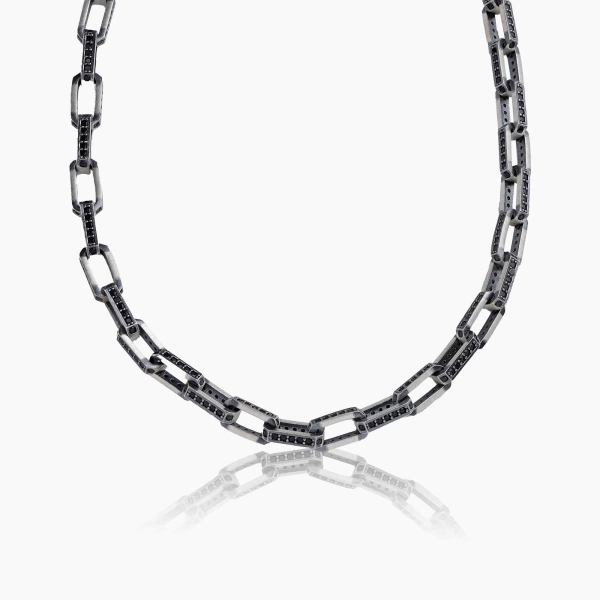 Black Zircon Silver Necklace