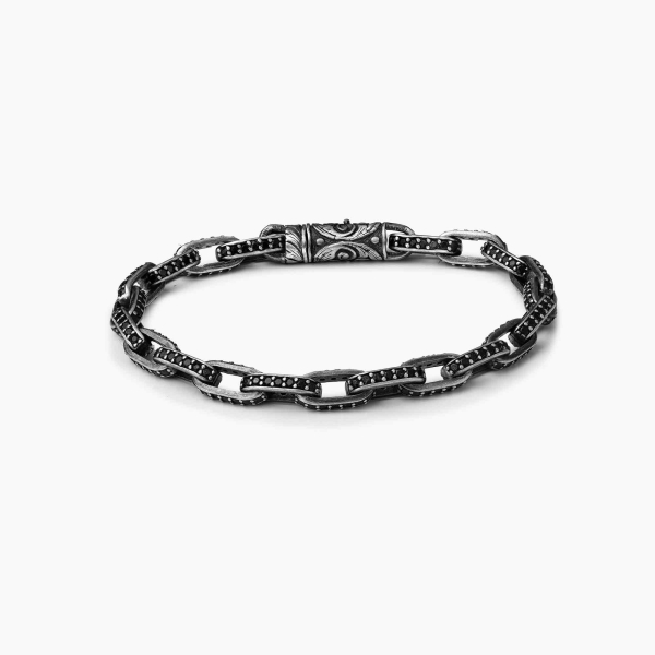 Engraved Black Zircon Bracelet