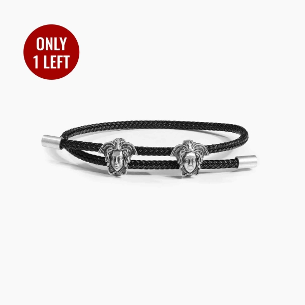 Twin Medusa Silver Rope Bracelet
