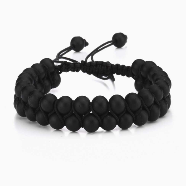 Bold Matte Black Beaded Bracelet