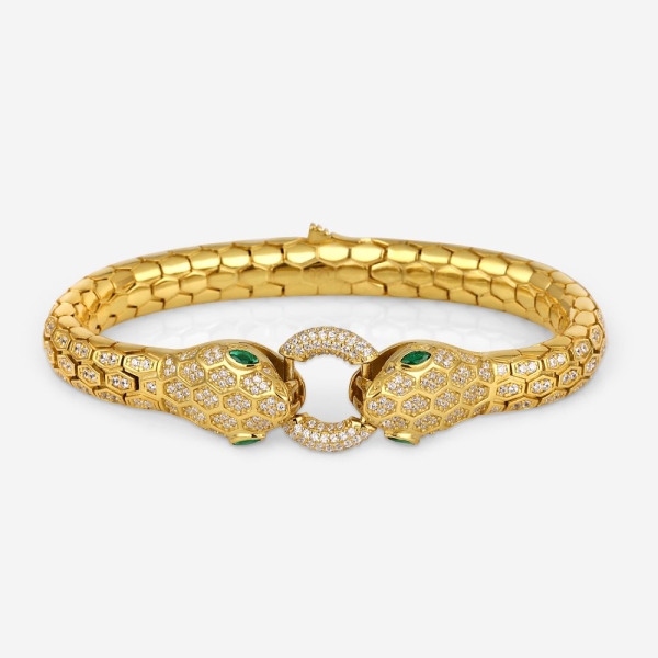 Gold Plated Phyton Head Design Bracelet