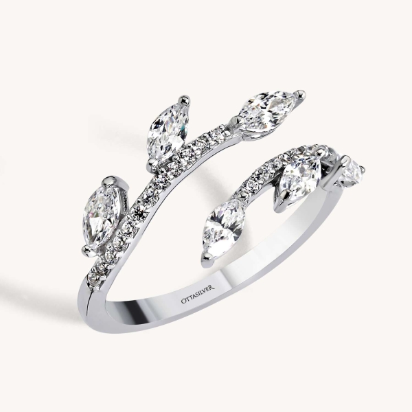 White Flower Knuckle Open Ring