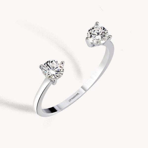 Double Stone Knuckle Open Ring