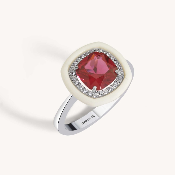 Enamel Border Red Baguette
