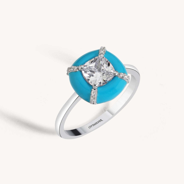 Blue Enamel Border Baguette
