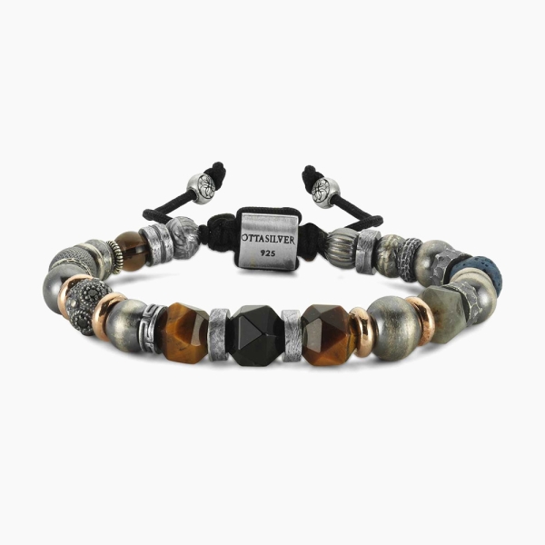 Silver Bracelet with Bead Stone