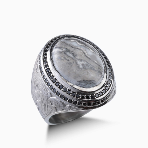 Marble Design Exclusive Silver Ring 