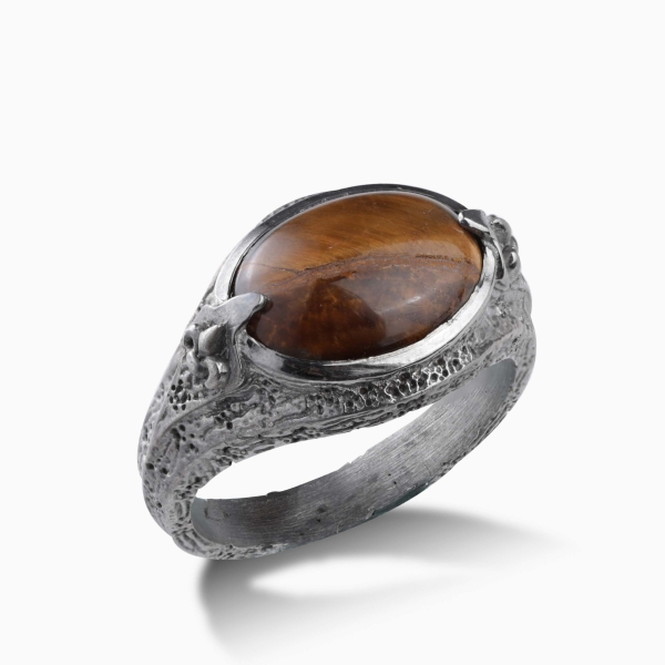 Tiger Eye Stone Minimal Ring