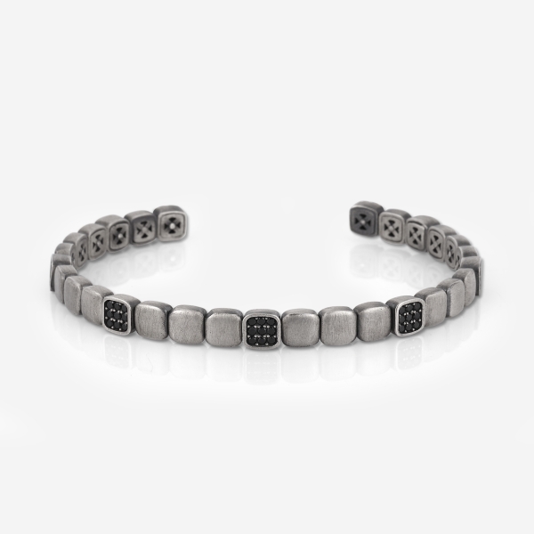 Square Silver Bangle with CZ Diamonds