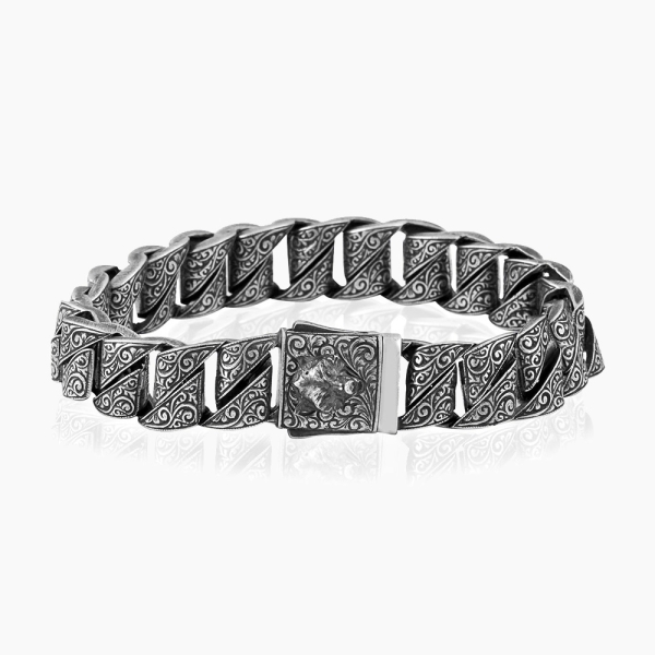 Hand-Made Silver Wolf Head Bracelet