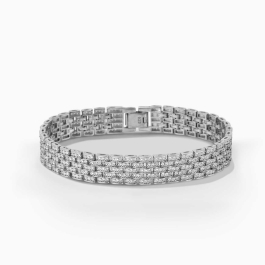 Zircon Embellished Silver Rolex Style Bracelet