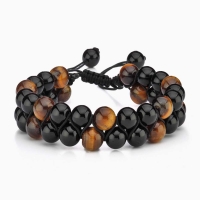 Bold Tiger Eye with Matte Beaded Bracelet