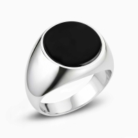 Basic Sterling Silver Ring with Onyx Stone