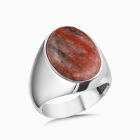 Red Jasper Stone Silver Ring 