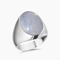 Basic Sterling Silver Ring with Moon Stone
