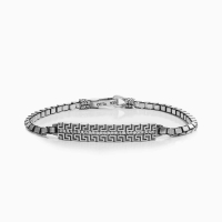 White Zircon Greek Pattern Silver Bracelet