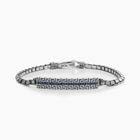 Blue Zircon Greek Pattern Silver Bracelet