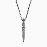 Sword Design Silver Necklace with CZ Diamonds