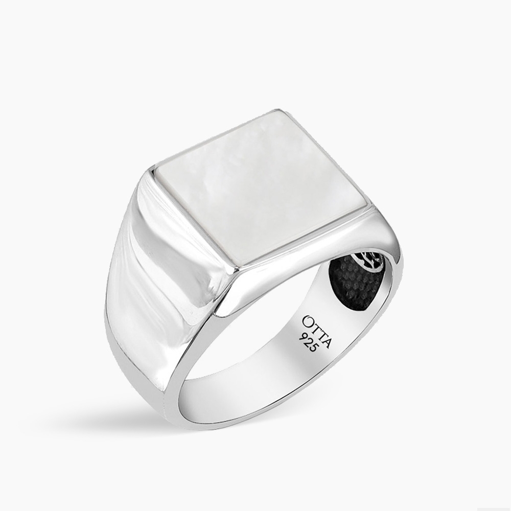 Basic Square Silver Ring with Mother of Pearl