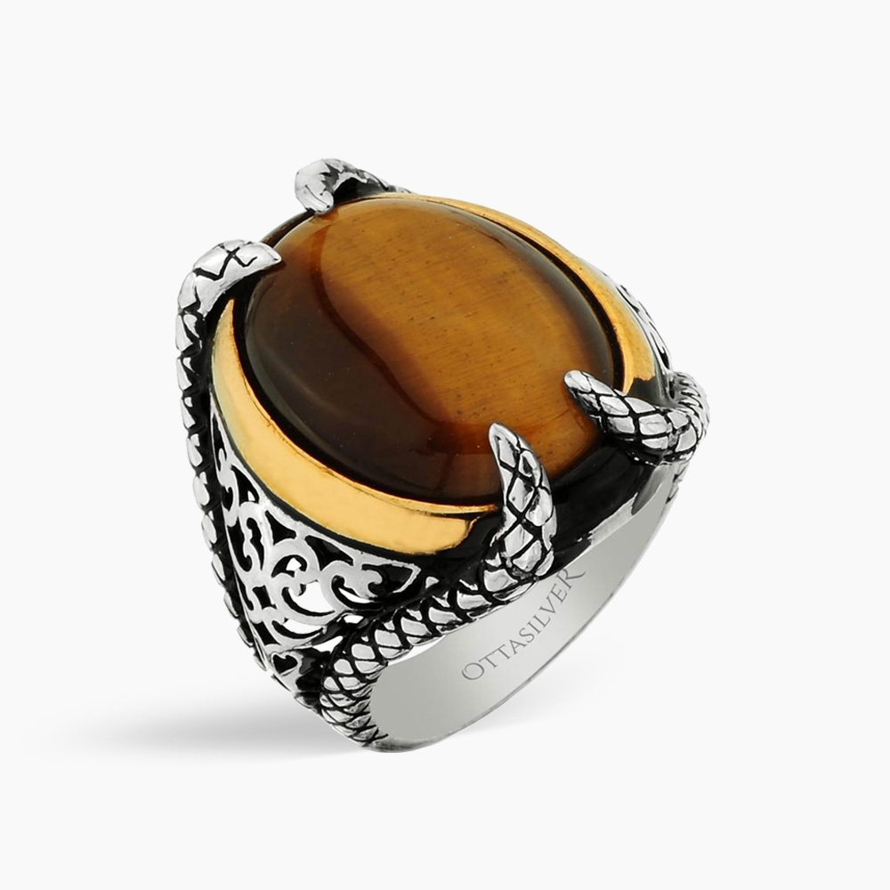 Tiger Eye Stone Solid Silver Ring