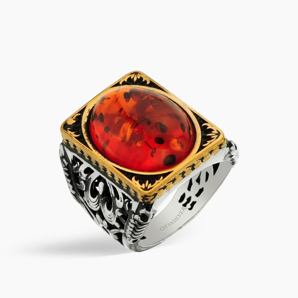 Amber Ring in Silver