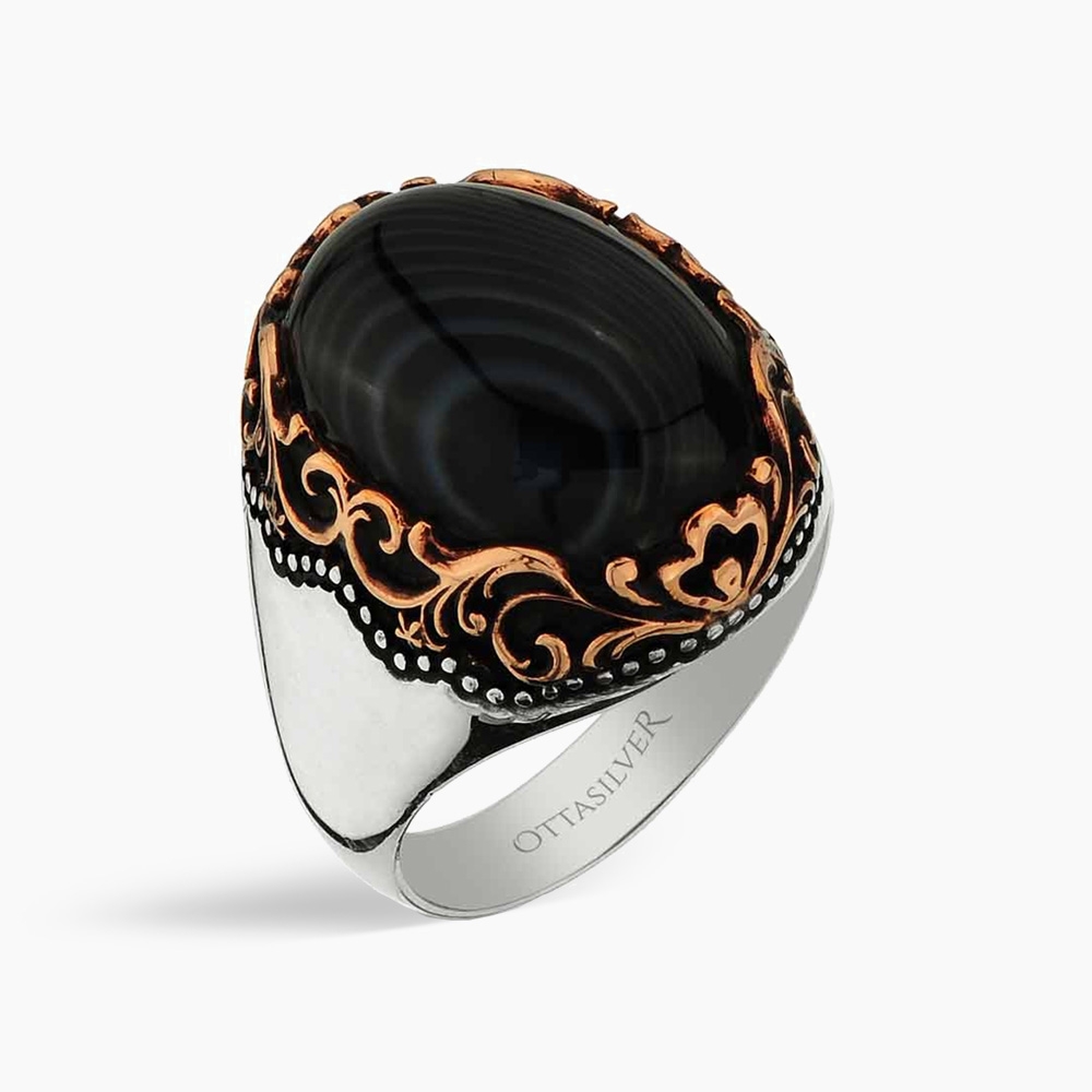 Men's Silver Ring with Onyx Stone 