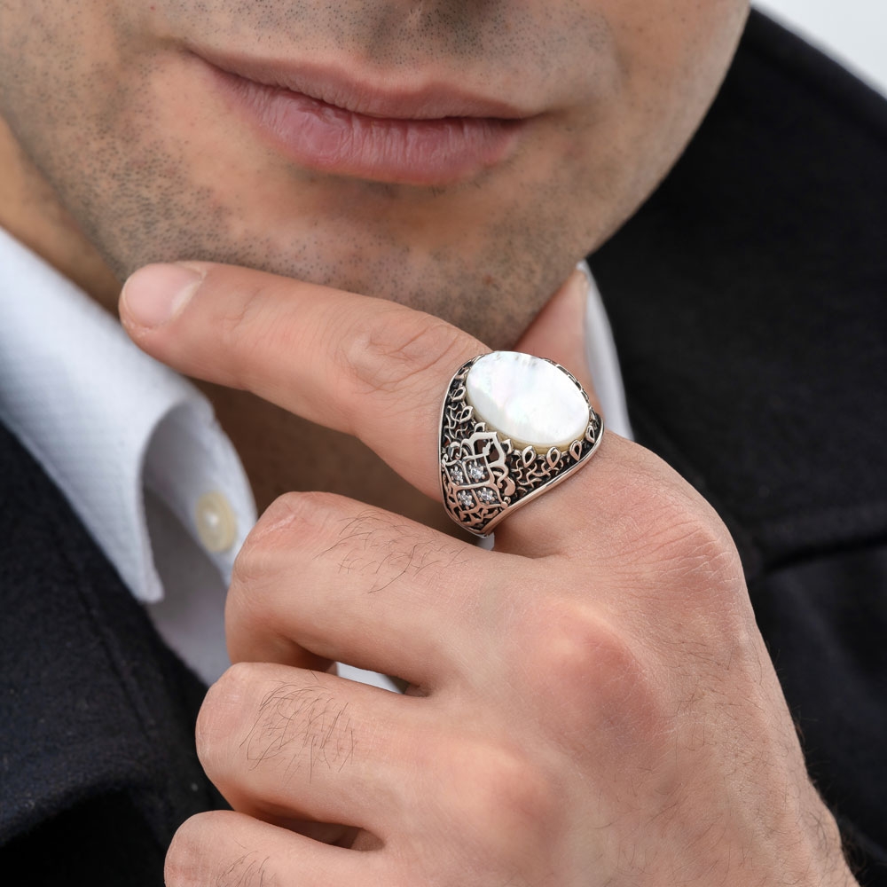 Buy Round Shape Pearl Men Ring, 925 Silver White Pearl Ring, Dainty Pearl  Men's Ring, Handmade Mens Ring, Bezel Set Ring, Silver Gift for Him Online  in India - Etsy
