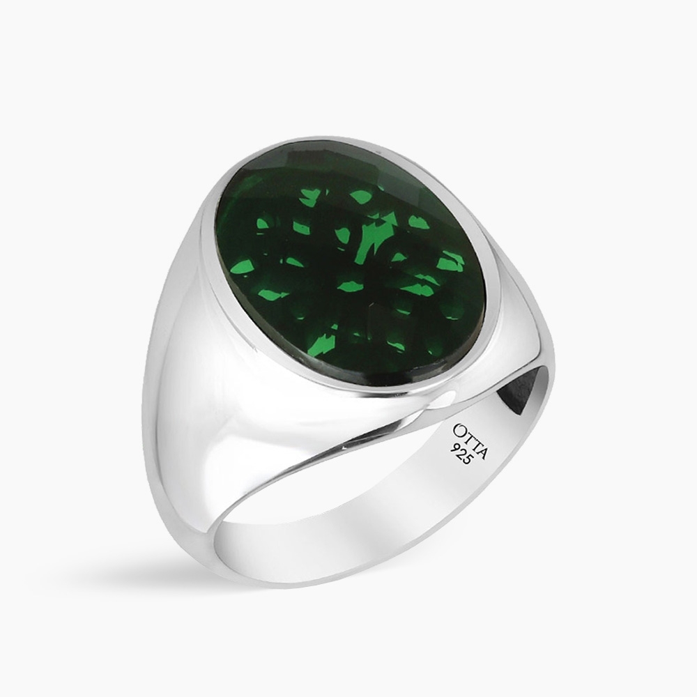 Minimalist Silver Ring with Green Zircon