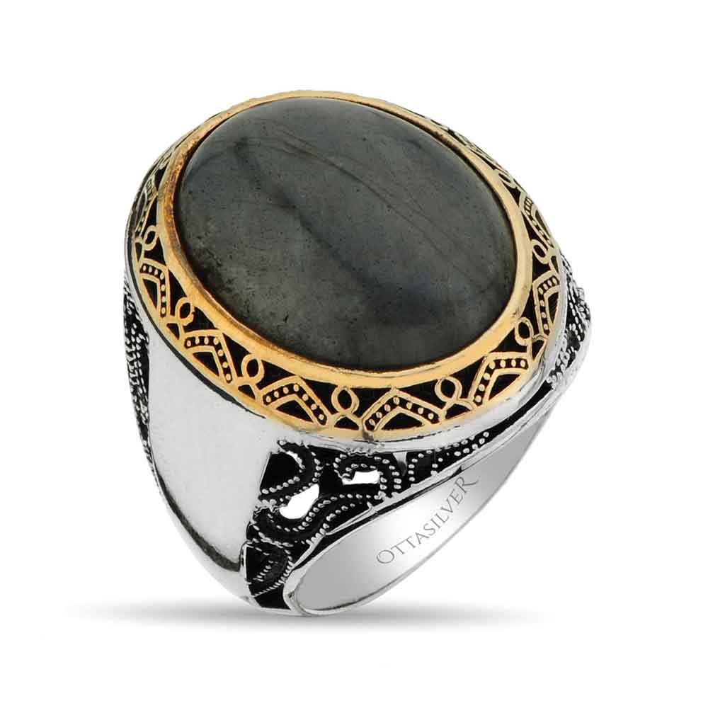 Labradorite Stone Men Ring in Silver