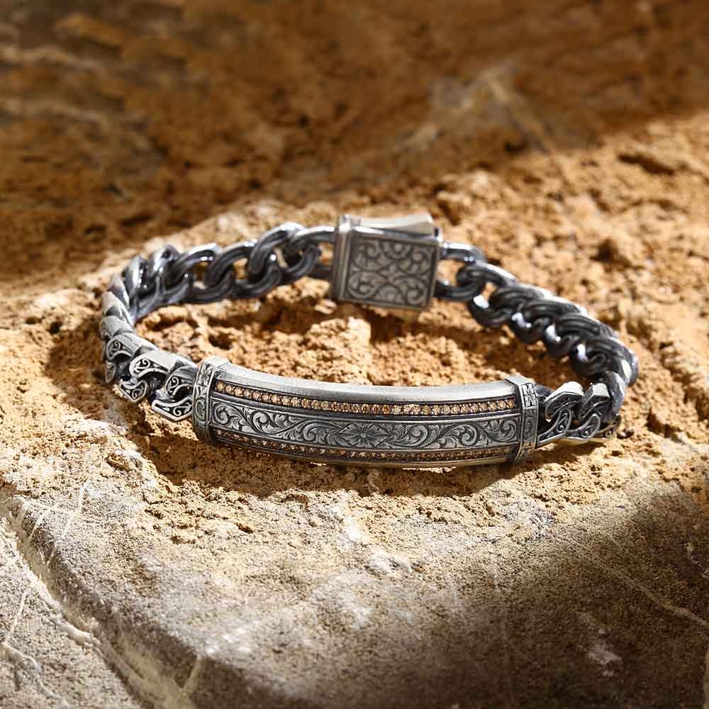 Handmade Silver Bracelet with Zircon Stone