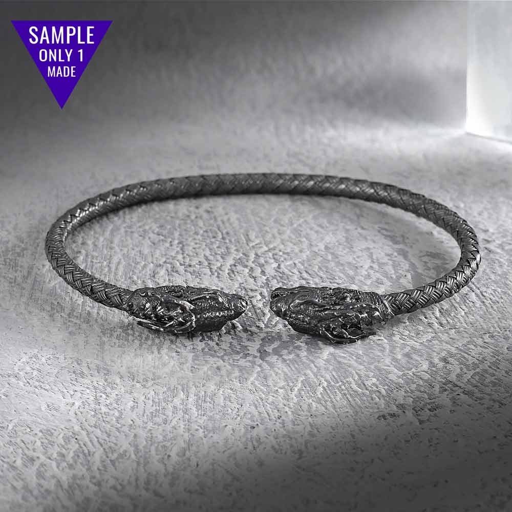 Double Head Silver Rope Bangle 