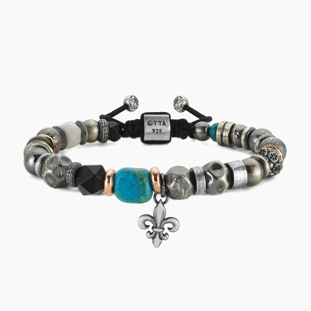Silver Bead Bracelet with Turquoise Stone