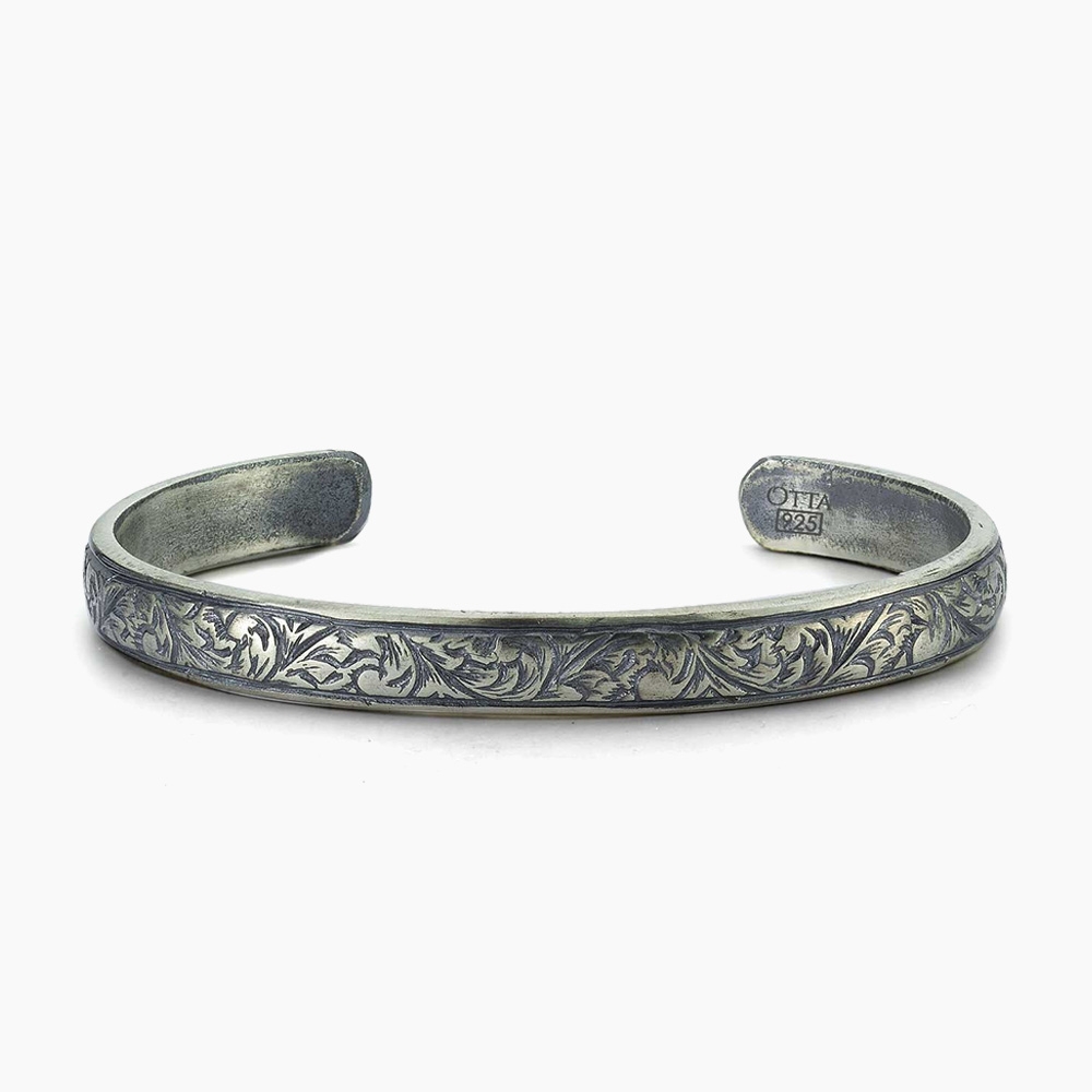 Hand-Engraved Silver Bangle