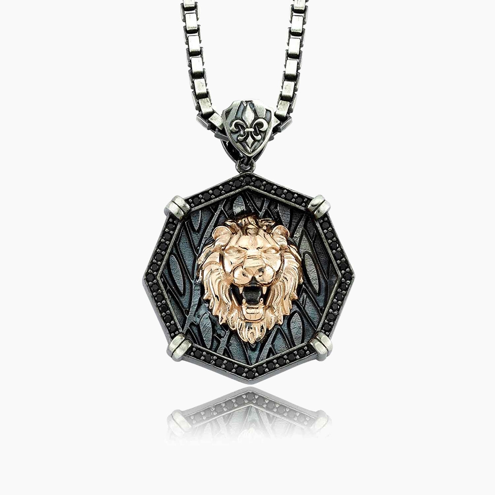 Lion's Head Silver Necklace for Men