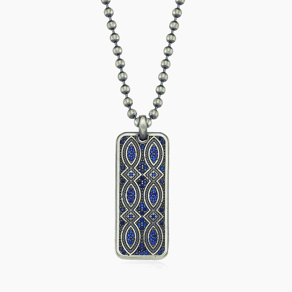 Eternity Design in Silver Necklace with Blue CZ Diamonds