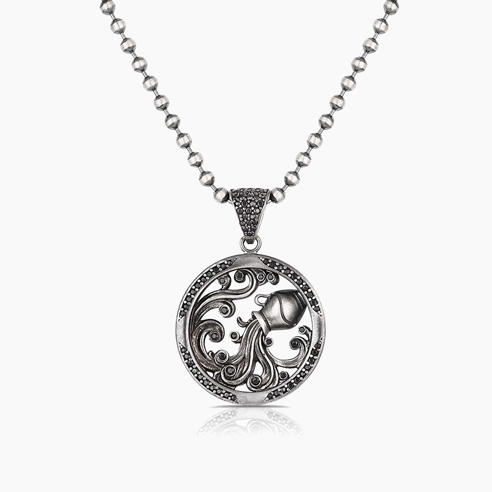 Aquarius Zodiac Sign Sterling Silver Necklace