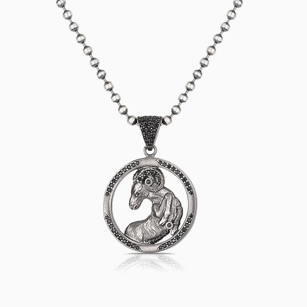 Aries Zodiac Sign Sterling Silver Necklace