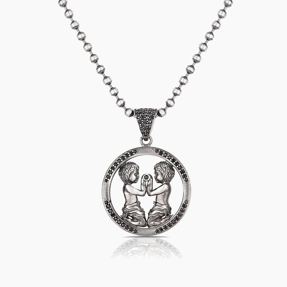 Gemini Zodiac Sign Sterling Silver Necklace