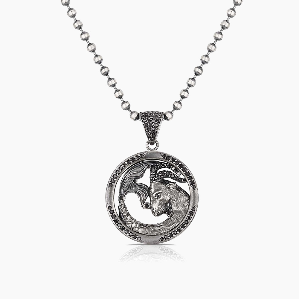 Capricorn Zodiac Sign Sterling Silver Necklace