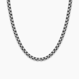 thumbnail image 2 of Italian .925 Sterling Silver Thin Venetian Round Box Chain Necklace | 18 Inch (45 Cm) 2 of 4