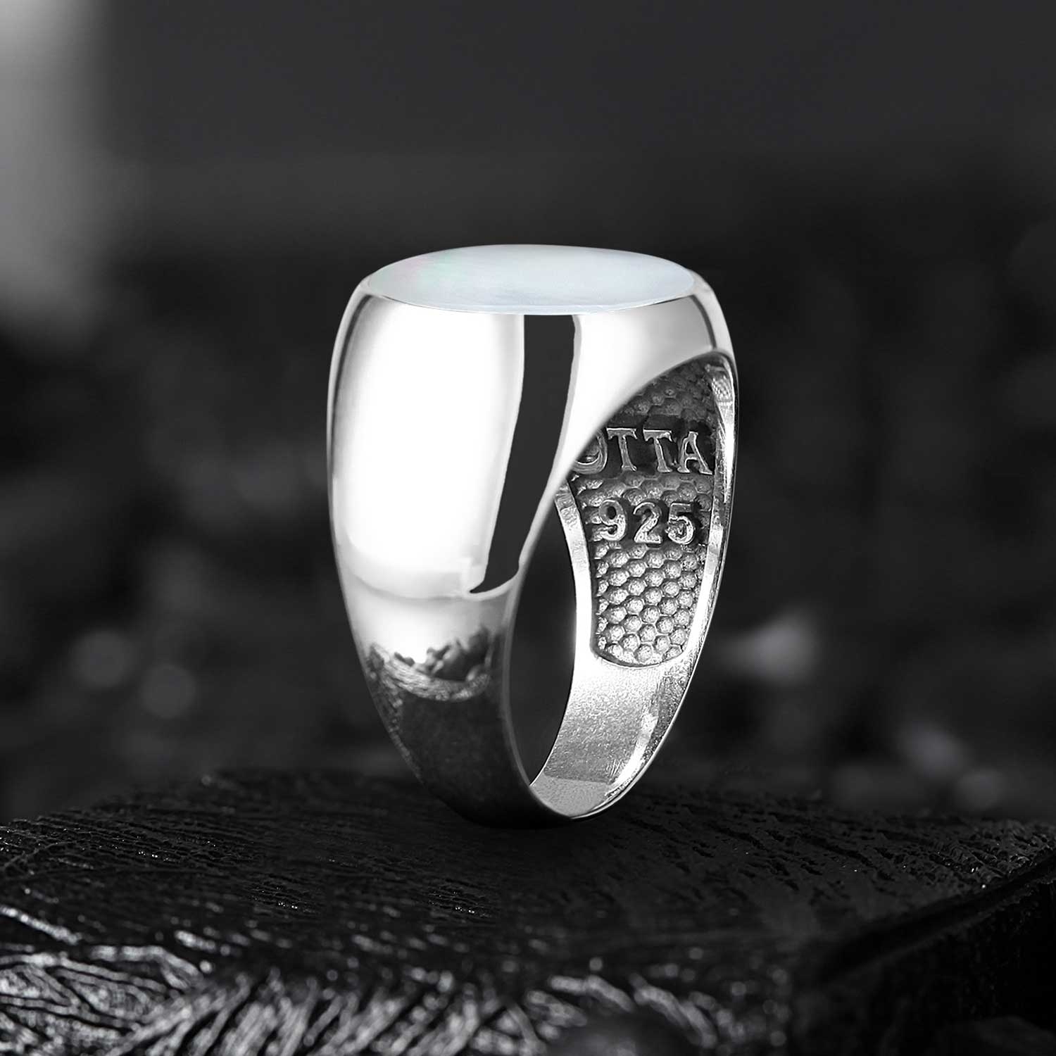 Basic Sterling Silver Ring with Mother of Pearl Stone