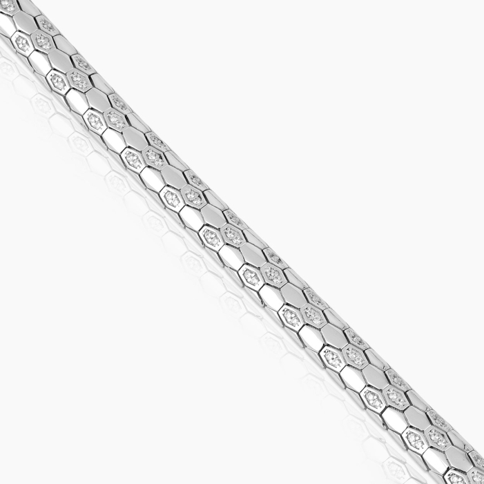 Silver Python Design in Silver Bracelet with CZ Diamonds