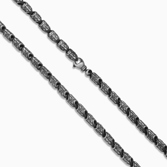 【HYERES LOR】22FName silver chain necklace Fleur de Lis Silver Chain Necklace