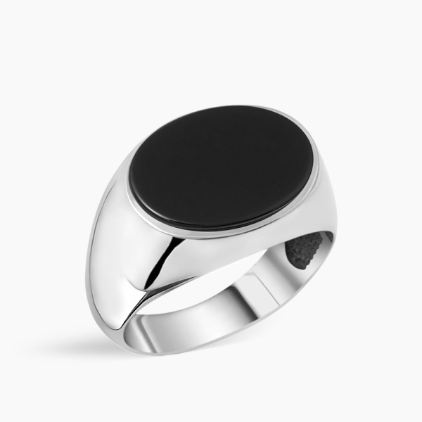 Pinky Silver Ring with Black Onyx