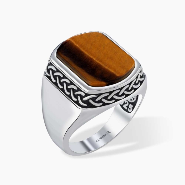 Silver Ring with Tiger Eye